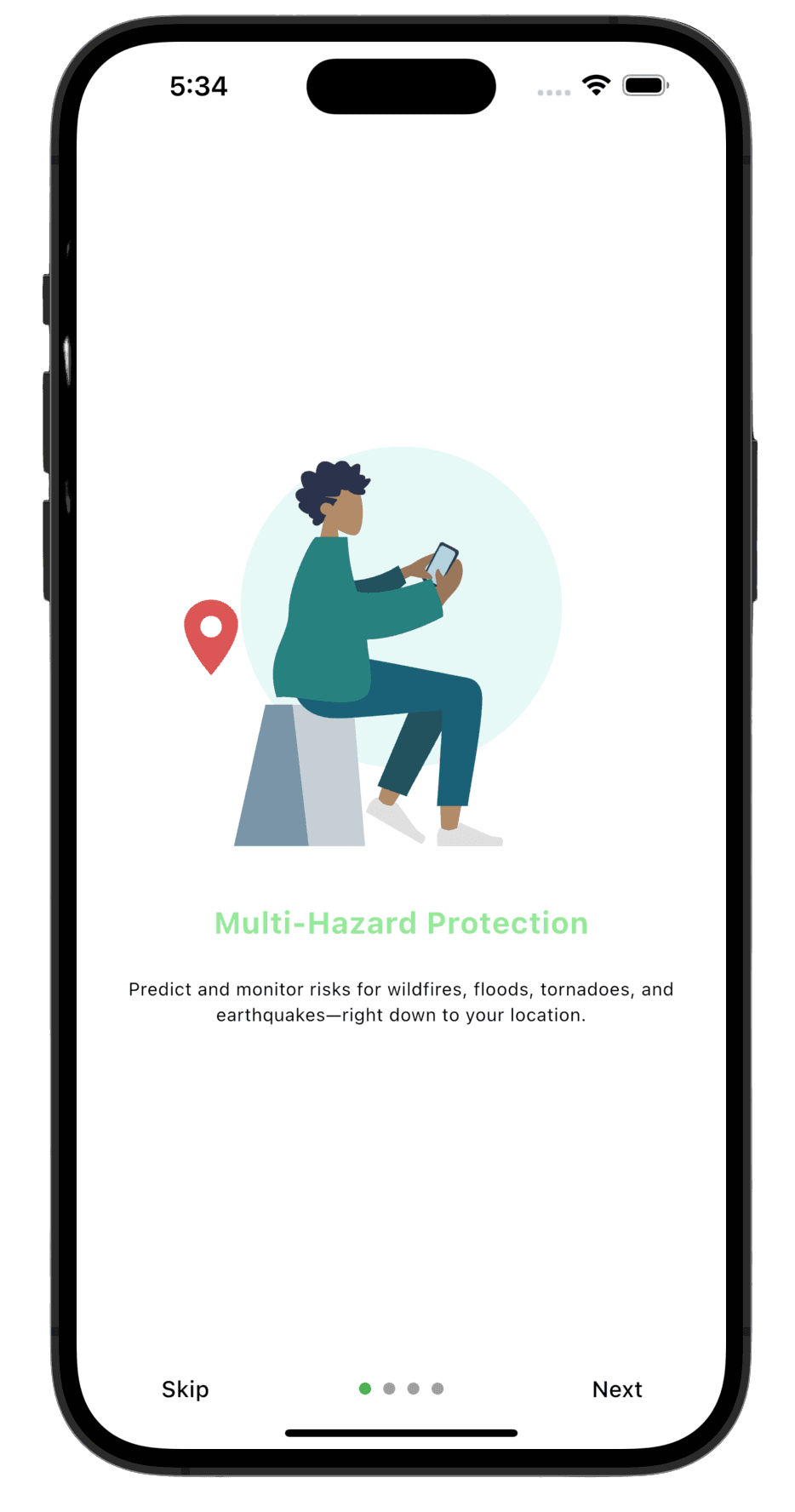 Phone mockup showing Blaze Sentry household risk prediction view